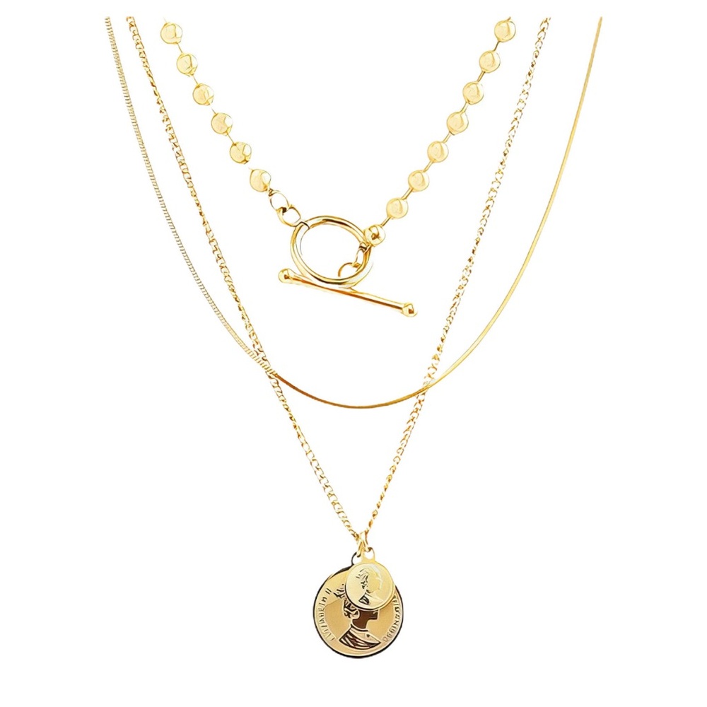 Gold Layered Coin Pendant Necklace